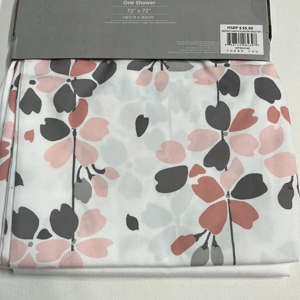 NWT-Lush Decor Weeping Flower. Shower Curtain.72 inches length x 72 inches wide.